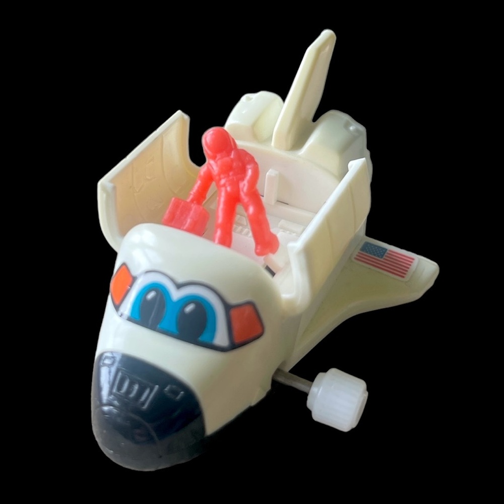 Tomy SPACE SHUTTLE Pop-Up Astronaut Vintage 2 1/4” Toy Wind-Up